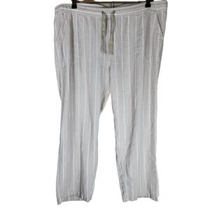 DASH Linen Blend Striped Beige and White Loose Coastal Boho Hippie Pants SZ XL